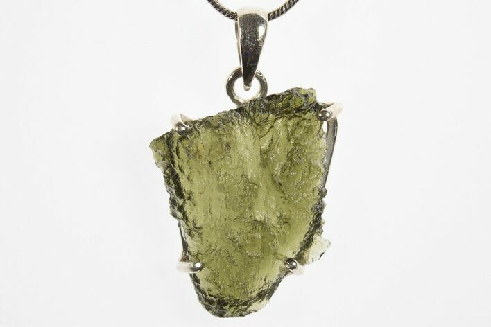 Green Moldavite Tektite Pendant ( g) - Czech Republic #329435